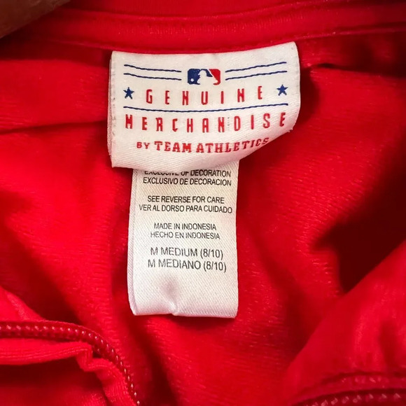 Washington Nationals MLB Red Track Jacket By Team Athletics Kids Size 8-10 - Picture 4 of 4